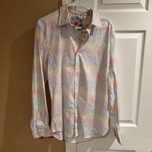 Robert Graham Men’s Large Brixton Button Up Long Sleeve Geometric Multicolor
